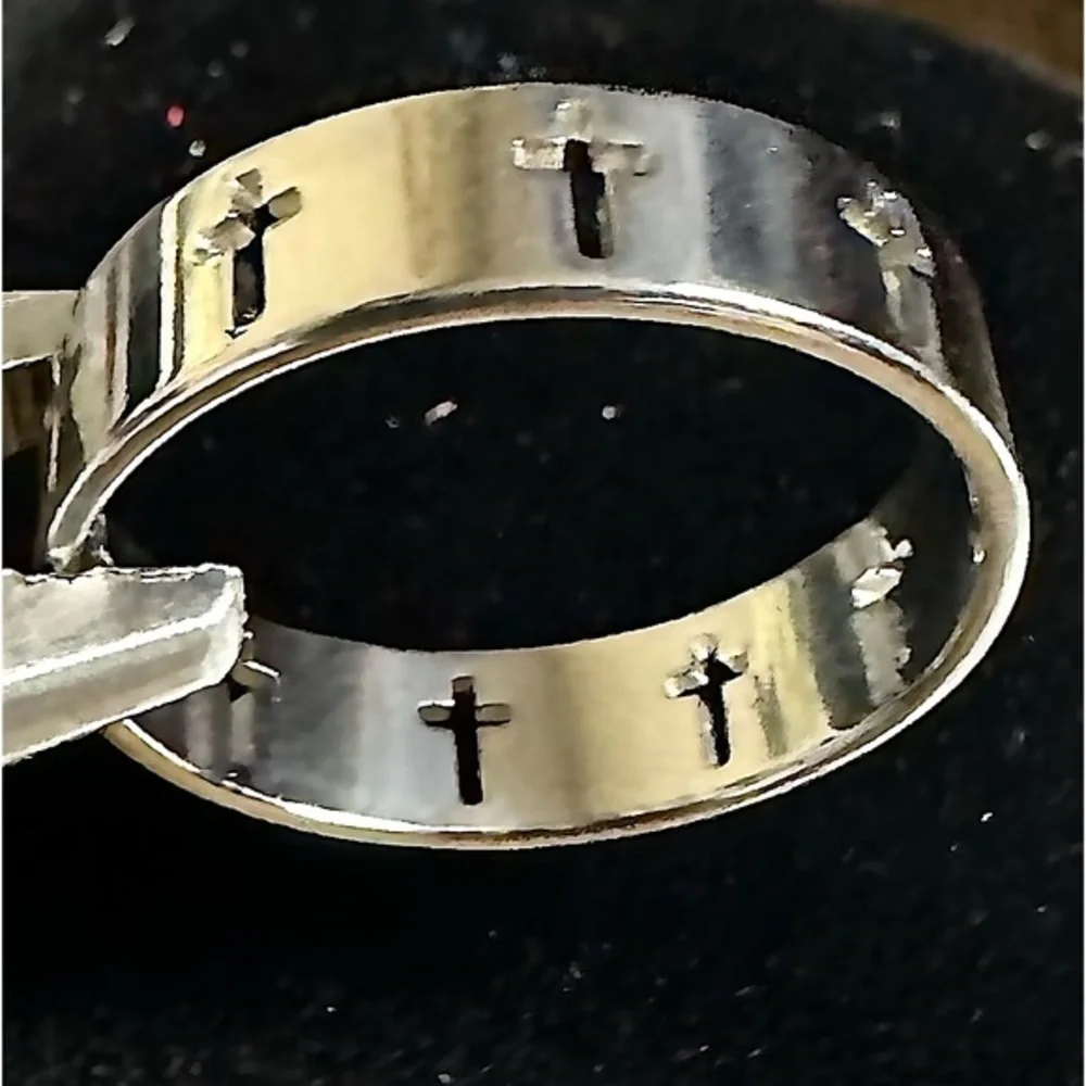 Unisex Titanium Ring Christian Cross